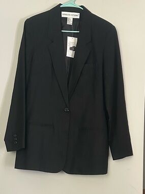 Adolfo Studio Black Single-Button Notch Lapel Blazer